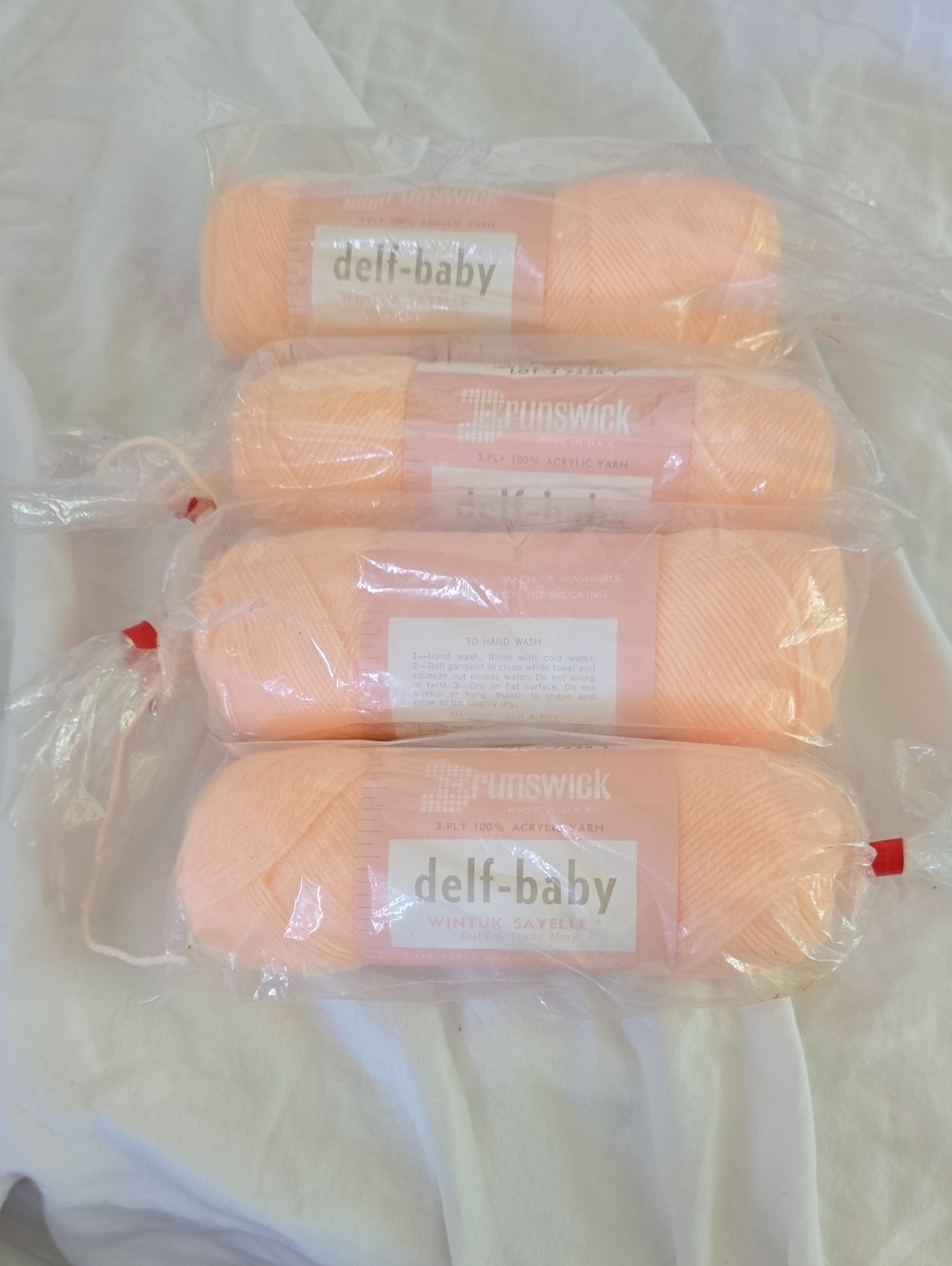 Vintage Brunswick delft-baby Acrylic Yarn - Baby Peach (4 Skeins)